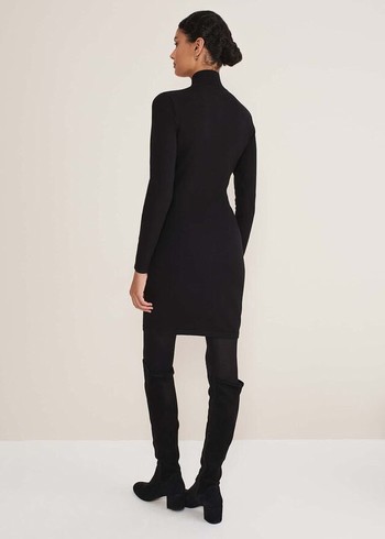 Phase Eight Arden Zip Detail Colourblock Tunic Dress Black/White Australia | AZ2348509